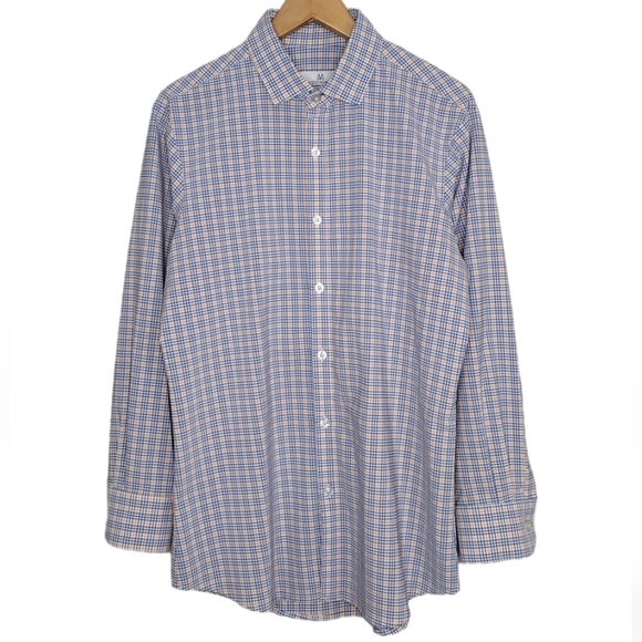 Mizzen+Main Men's Checkered Trim Fit Long Sleeve Button Down Dress Shirt Sz M - Picture 1 of 12